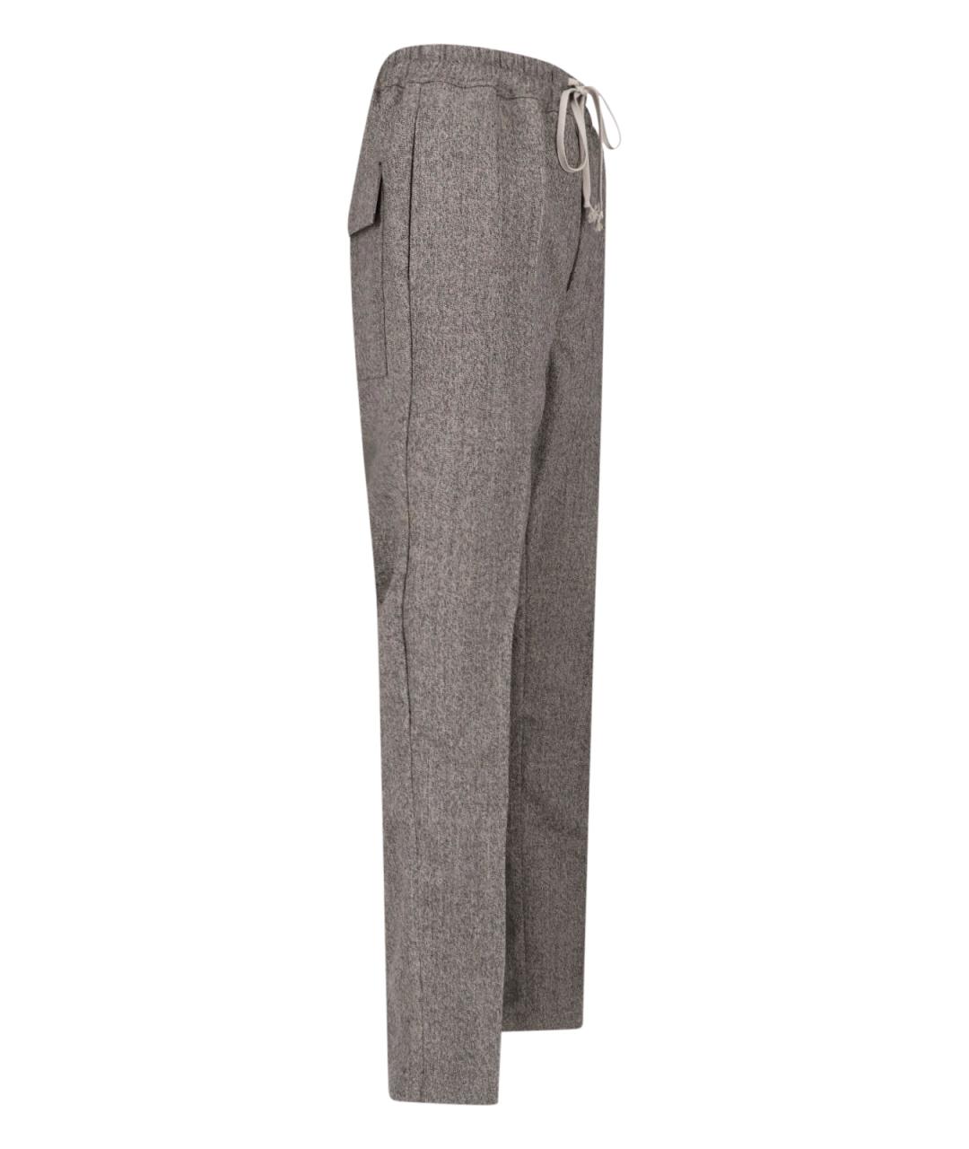 RICK OWENS Серые шерстяные повседневные брюки, фото 3