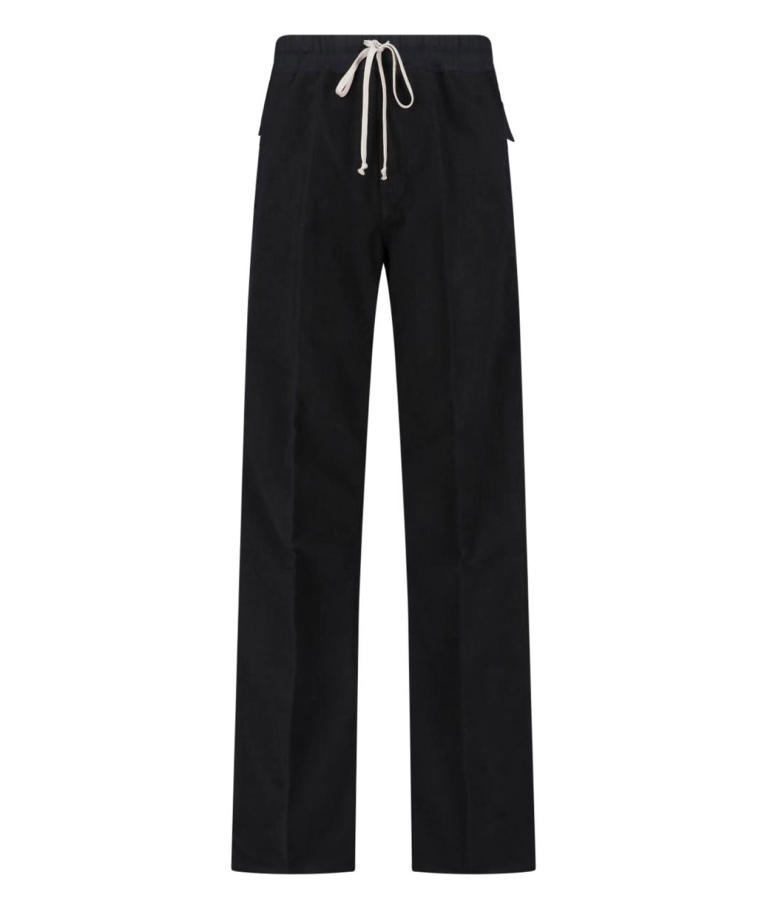RICK OWENS Черные хлопковые повседневные брюки, фото 1