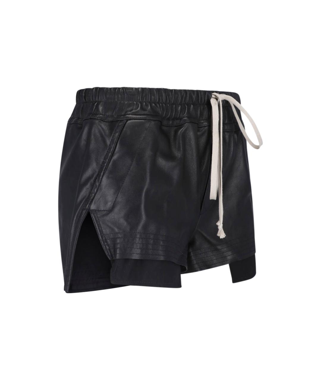 RICK OWENS Черные кожаные шорты, фото 3