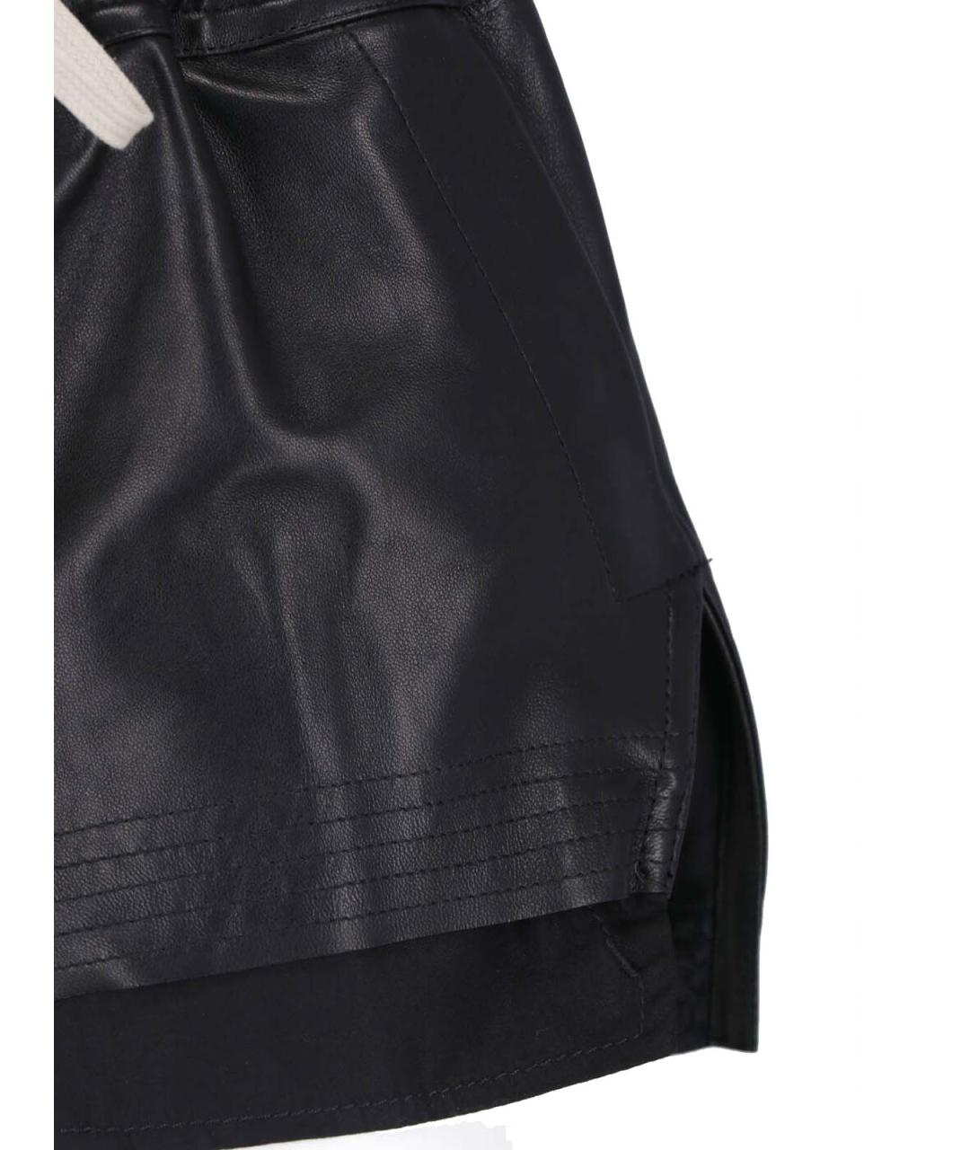 RICK OWENS Черные кожаные шорты, фото 4