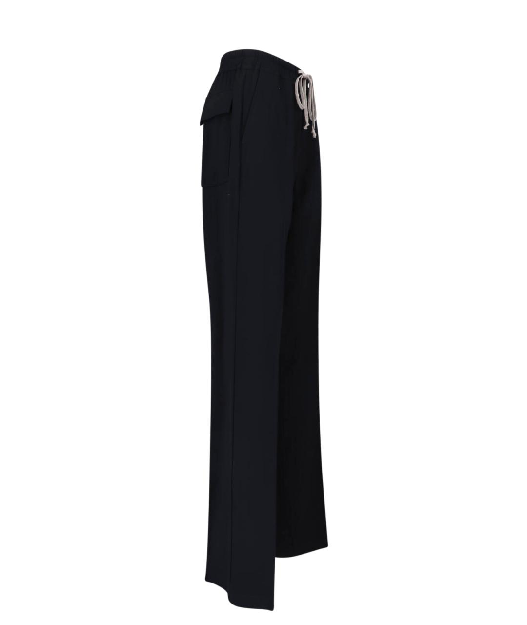 RICK OWENS Черные вискозные прямые брюки, фото 3