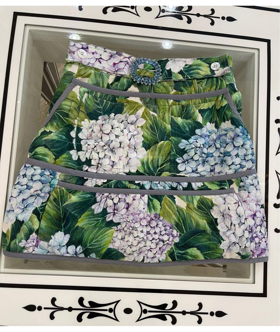DOLCE&GABBANA Зеленая хлопковая юбка мини, фото 5