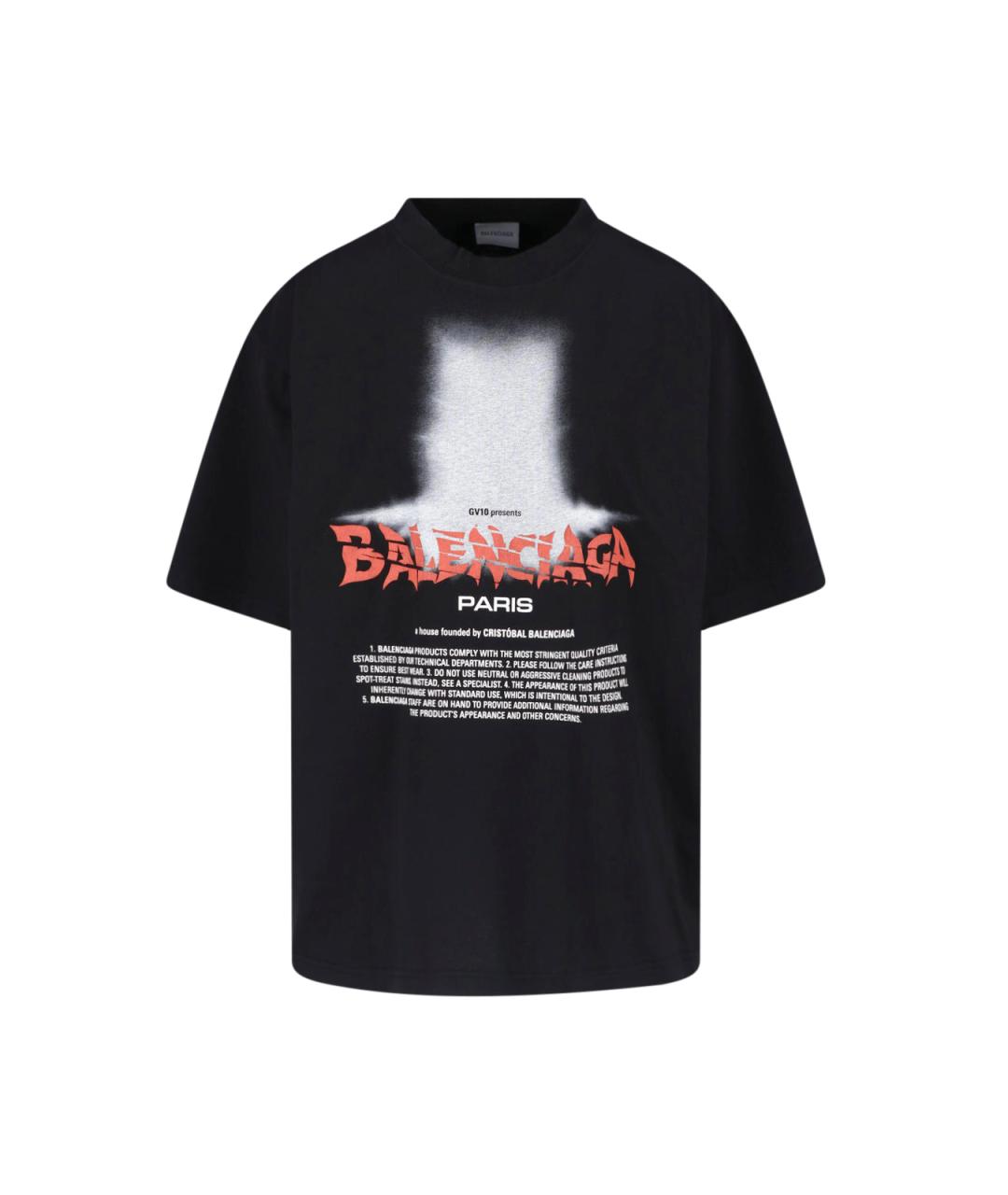 BALENCIAGA Черная хлопковая футболка, фото 1