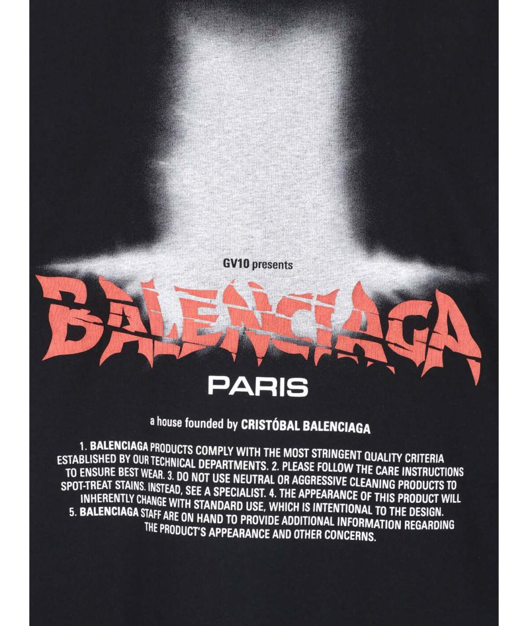 BALENCIAGA Черная хлопковая футболка, фото 3