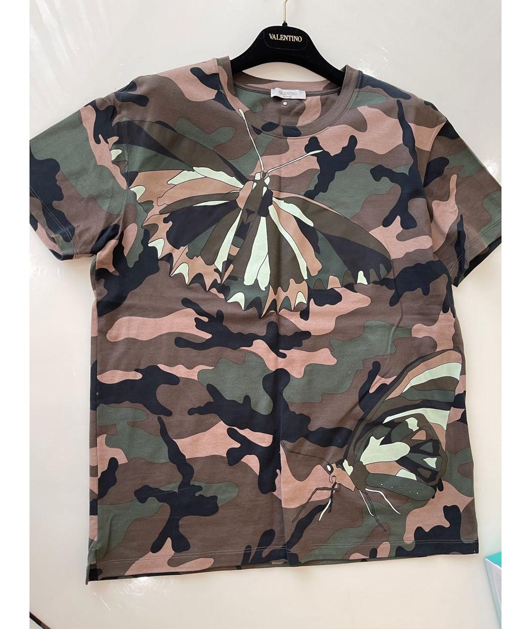 VALENTINO Хаки хлопковая футболка, фото 4