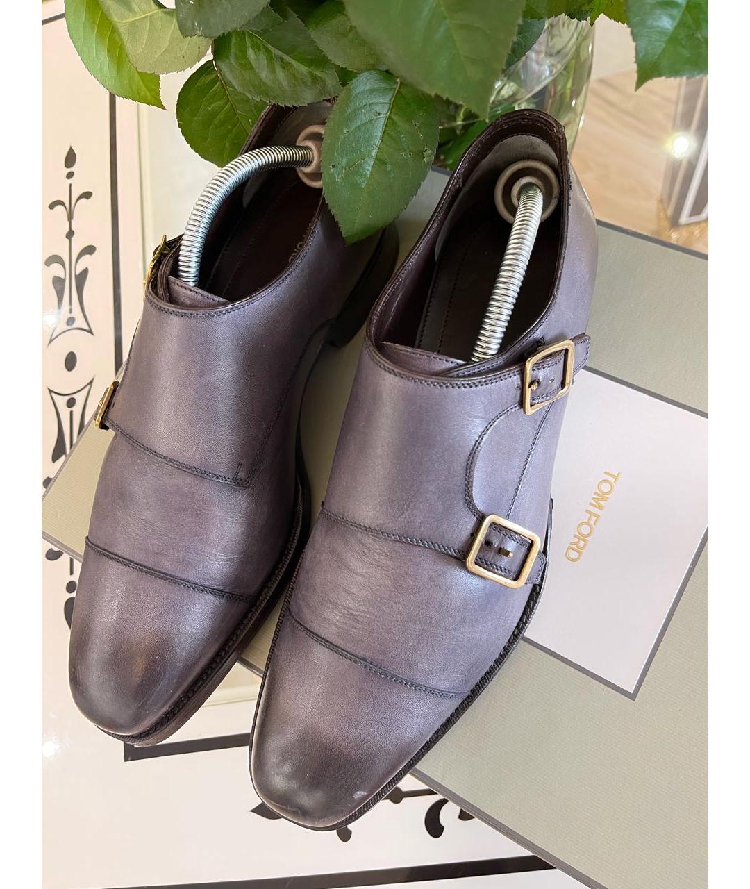 TOM FORD Антрацитовые кожаные туфли, фото 3