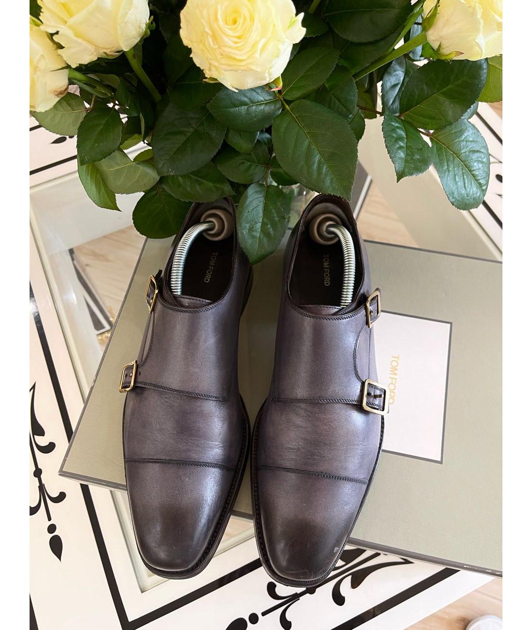TOM FORD Антрацитовые кожаные туфли, фото 2