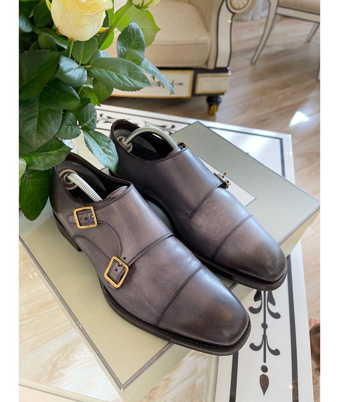 TOM FORD Антрацитовые кожаные туфли, фото 5