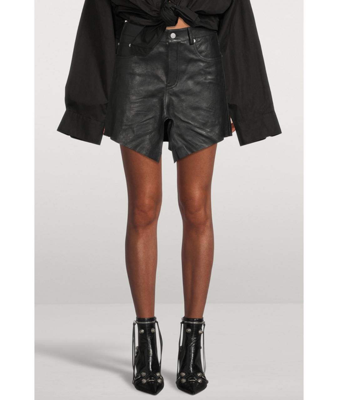 BALENCIAGA Черная кожаная юбка мини, фото 5