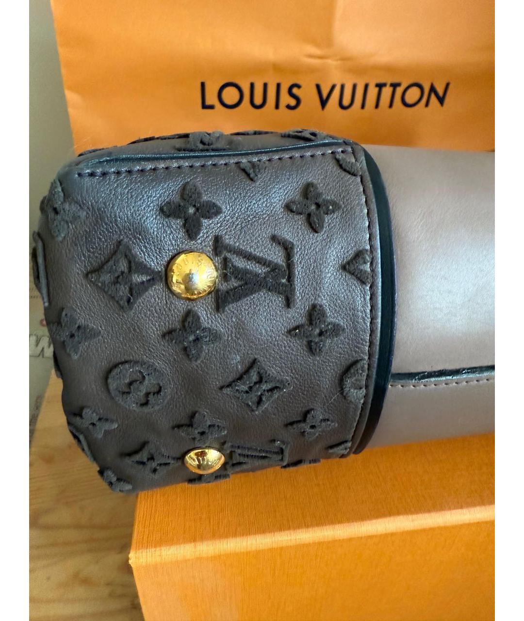 LOUIS VUITTON Коричневая кожаная сумка с короткими ручками, фото 3