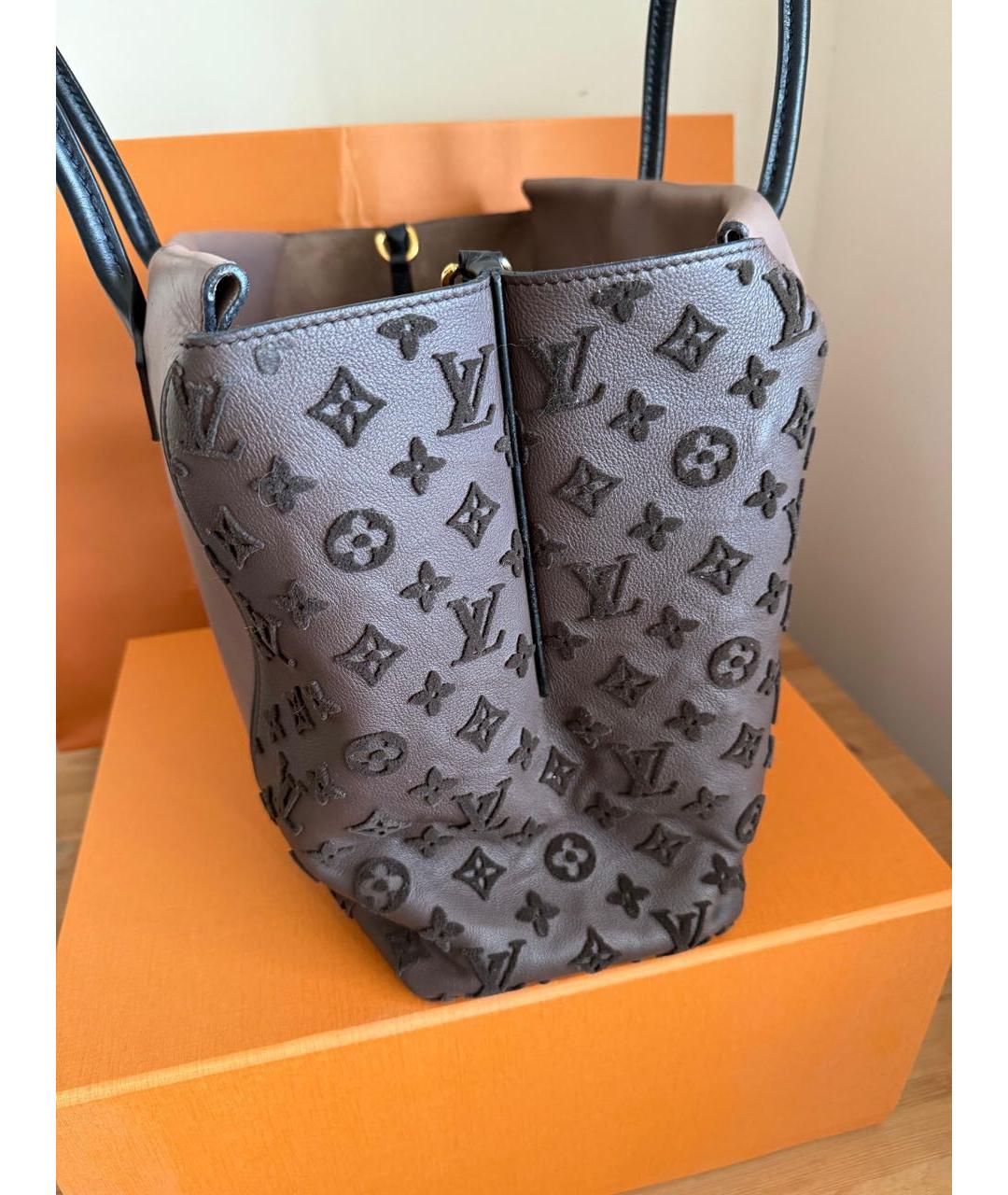 LOUIS VUITTON Коричневая кожаная сумка с короткими ручками, фото 2