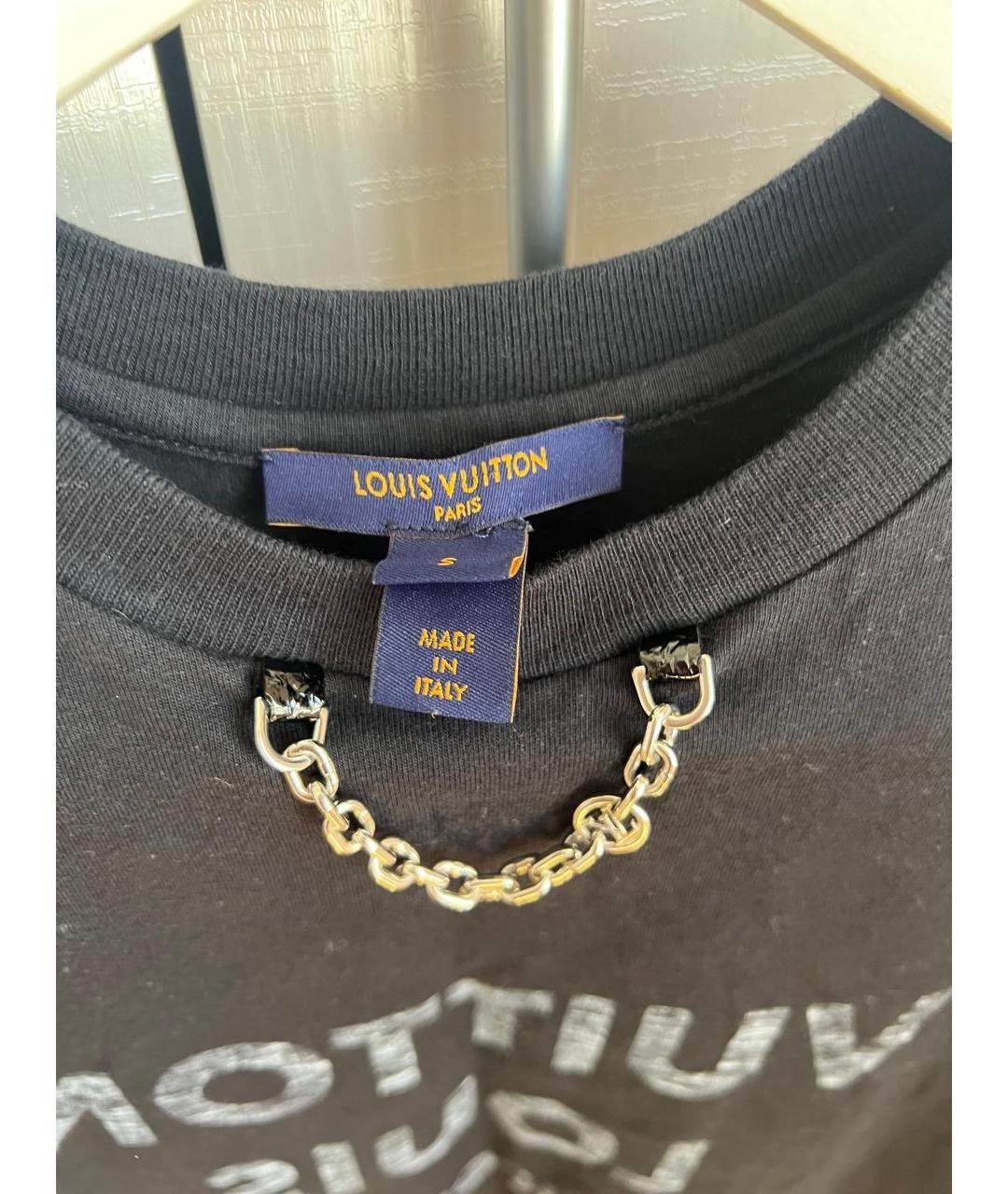 LOUIS VUITTON Черная хлопковая футболка, фото 3