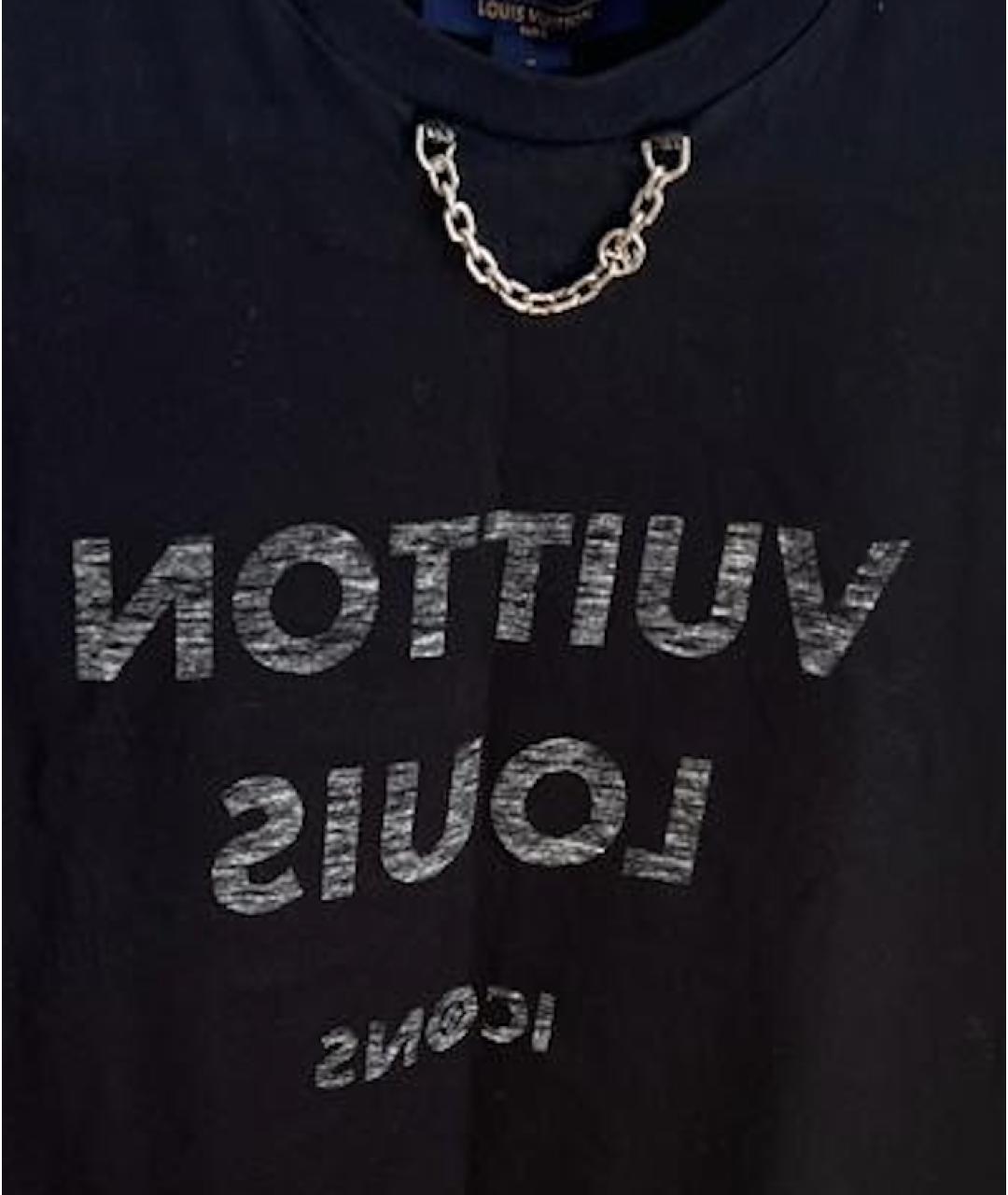 LOUIS VUITTON Черная хлопковая футболка, фото 4