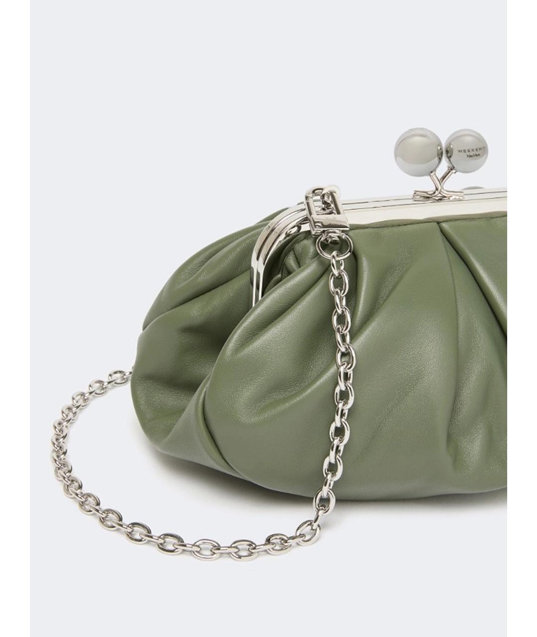 WEEKEND MAX MARA Зеленая кожаная сумка через плечо, фото 3