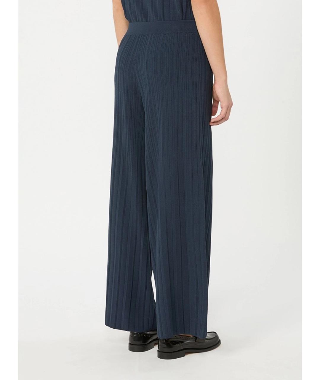 WEEKEND MAX MARA Темно-синие вискозные прямые брюки, фото 4