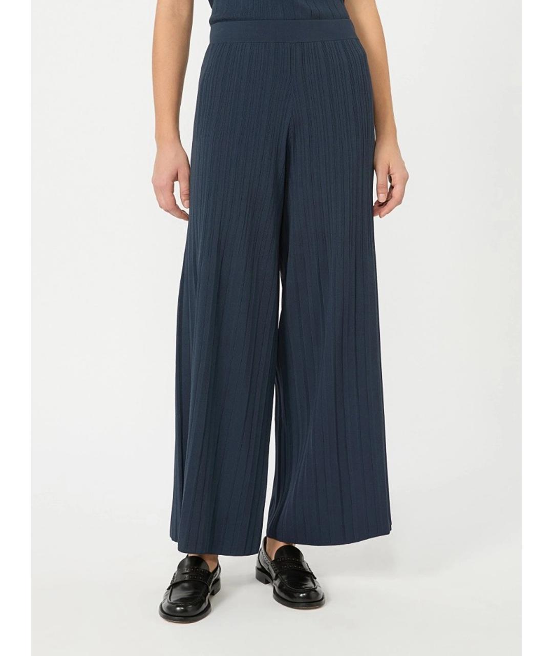 WEEKEND MAX MARA Темно-синие вискозные прямые брюки, фото 3