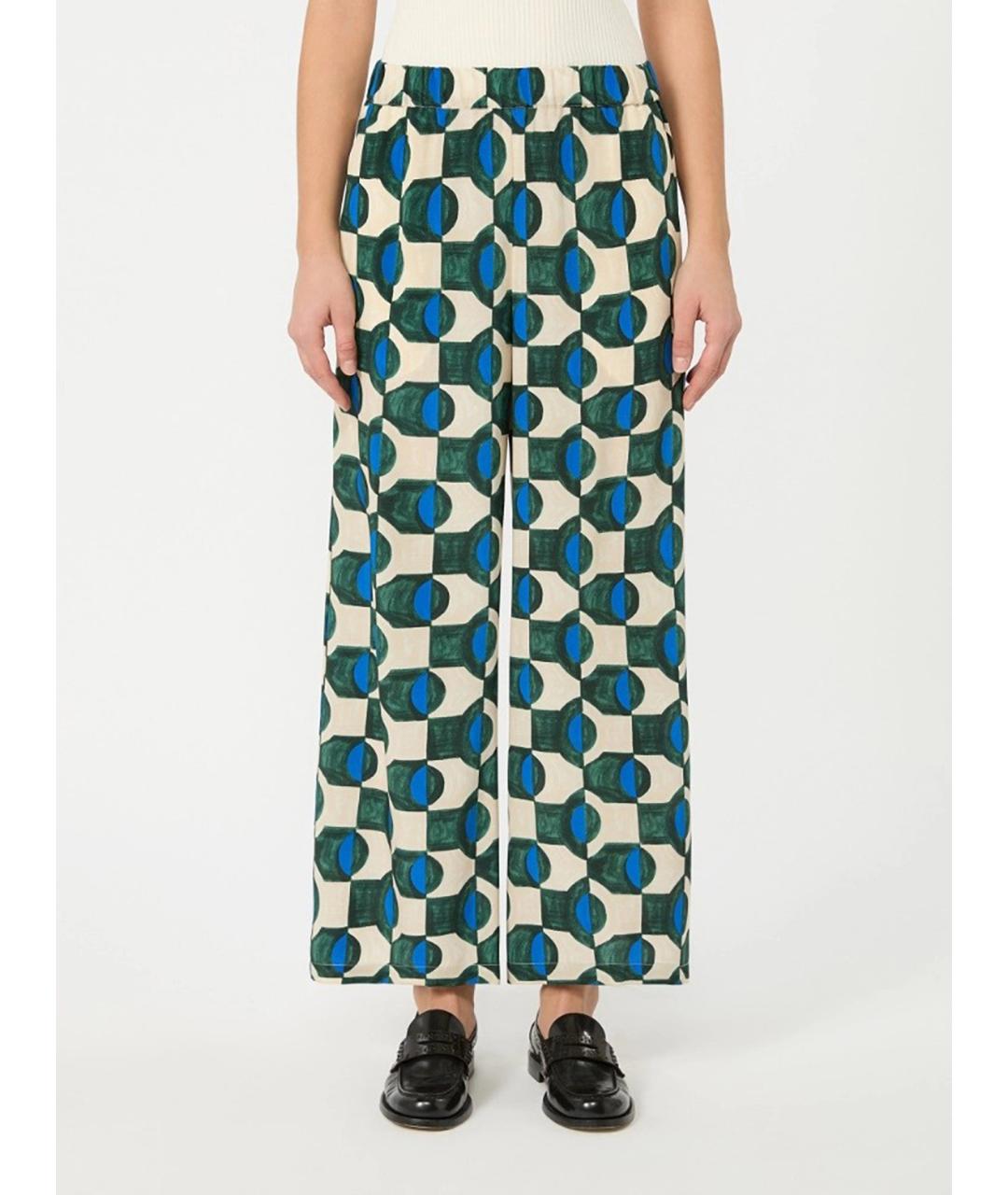 WEEKEND MAX MARA Зеленые шелковые прямые брюки, фото 3