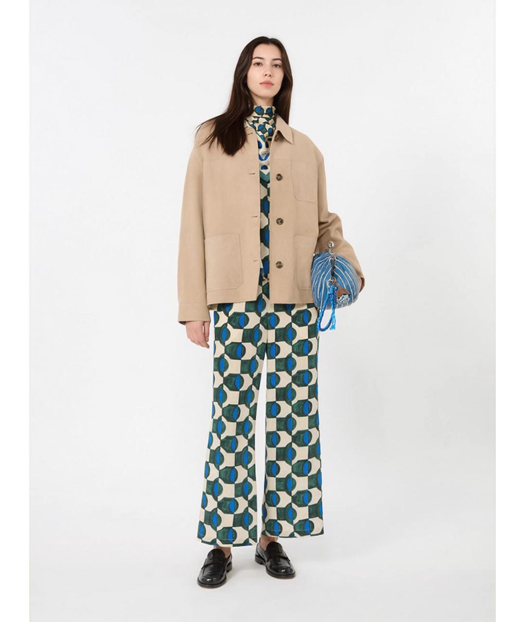WEEKEND MAX MARA Зеленые шелковые прямые брюки, фото 2