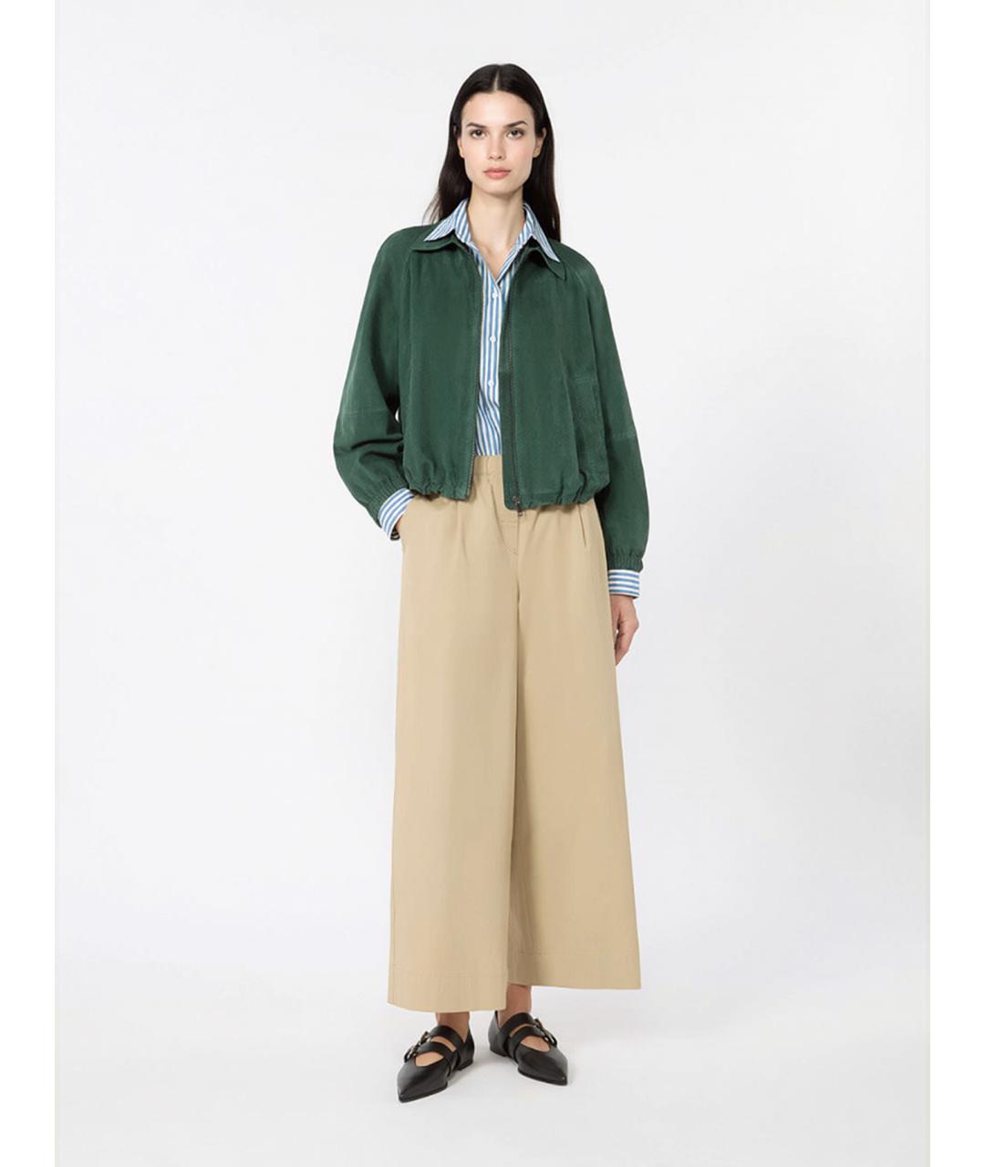 WEEKEND MAX MARA Бежевые хлопковые брюки широкие, фото 2