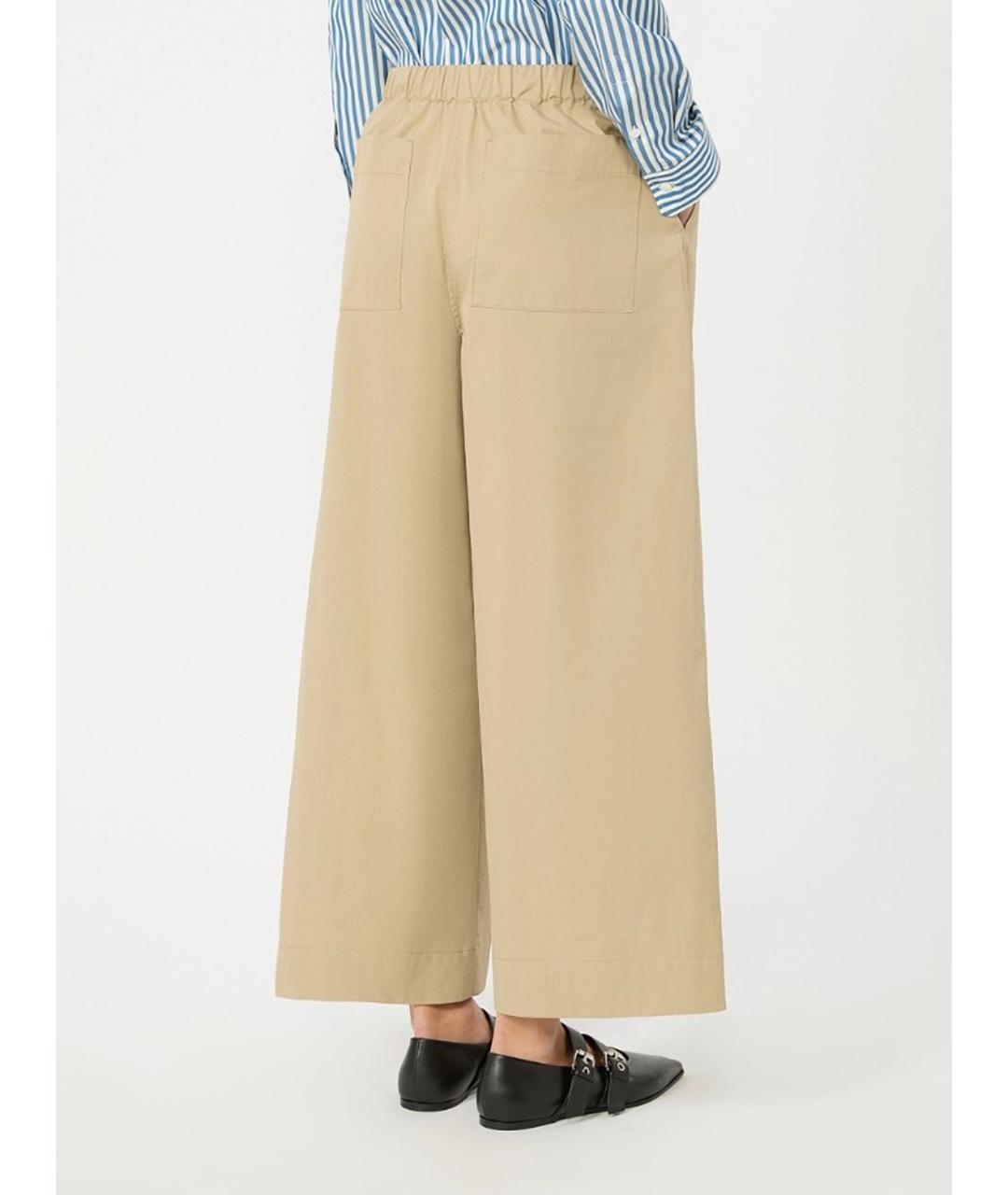 WEEKEND MAX MARA Бежевые хлопковые брюки широкие, фото 4