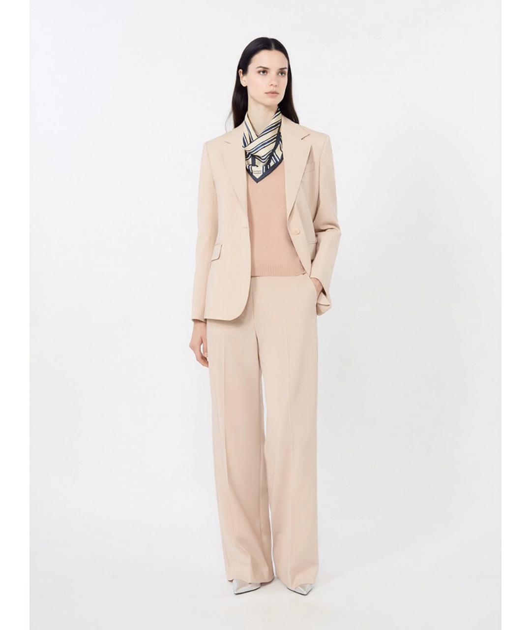 WEEKEND MAX MARA Розовые шерстяные прямые брюки, фото 2