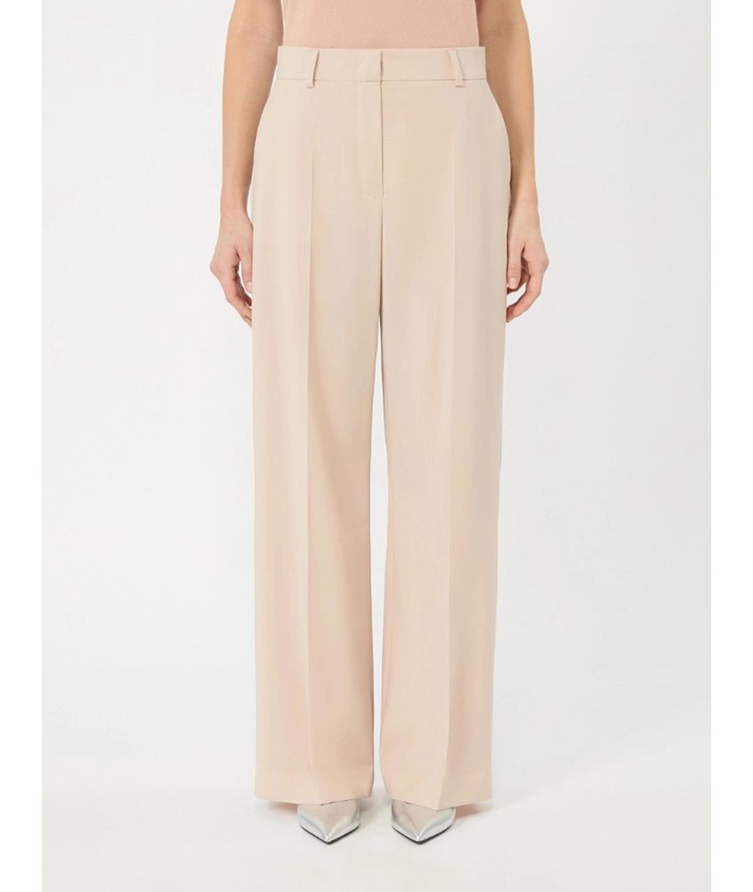 WEEKEND MAX MARA Розовые шерстяные прямые брюки, фото 3