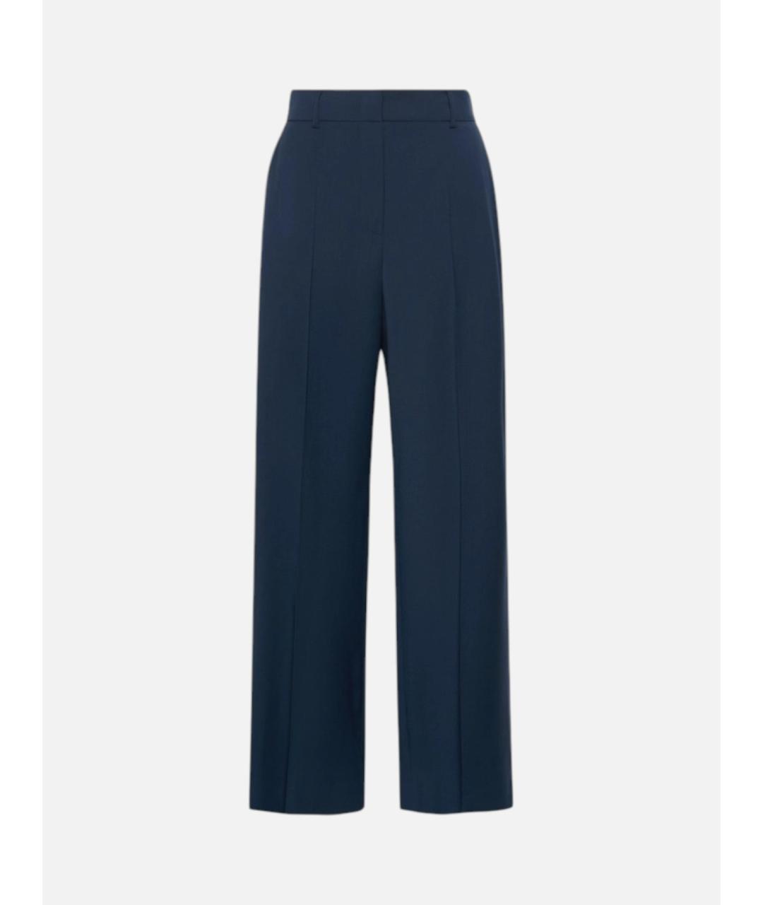 WEEKEND MAX MARA Синие шерстяные прямые брюки, фото 1