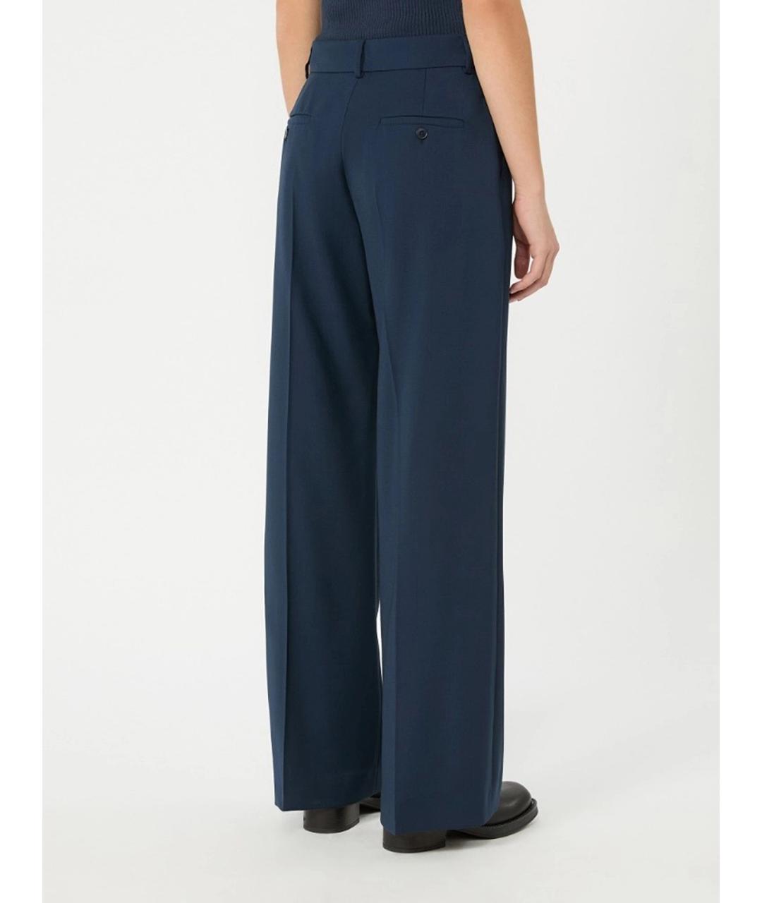 WEEKEND MAX MARA Синие шерстяные прямые брюки, фото 4