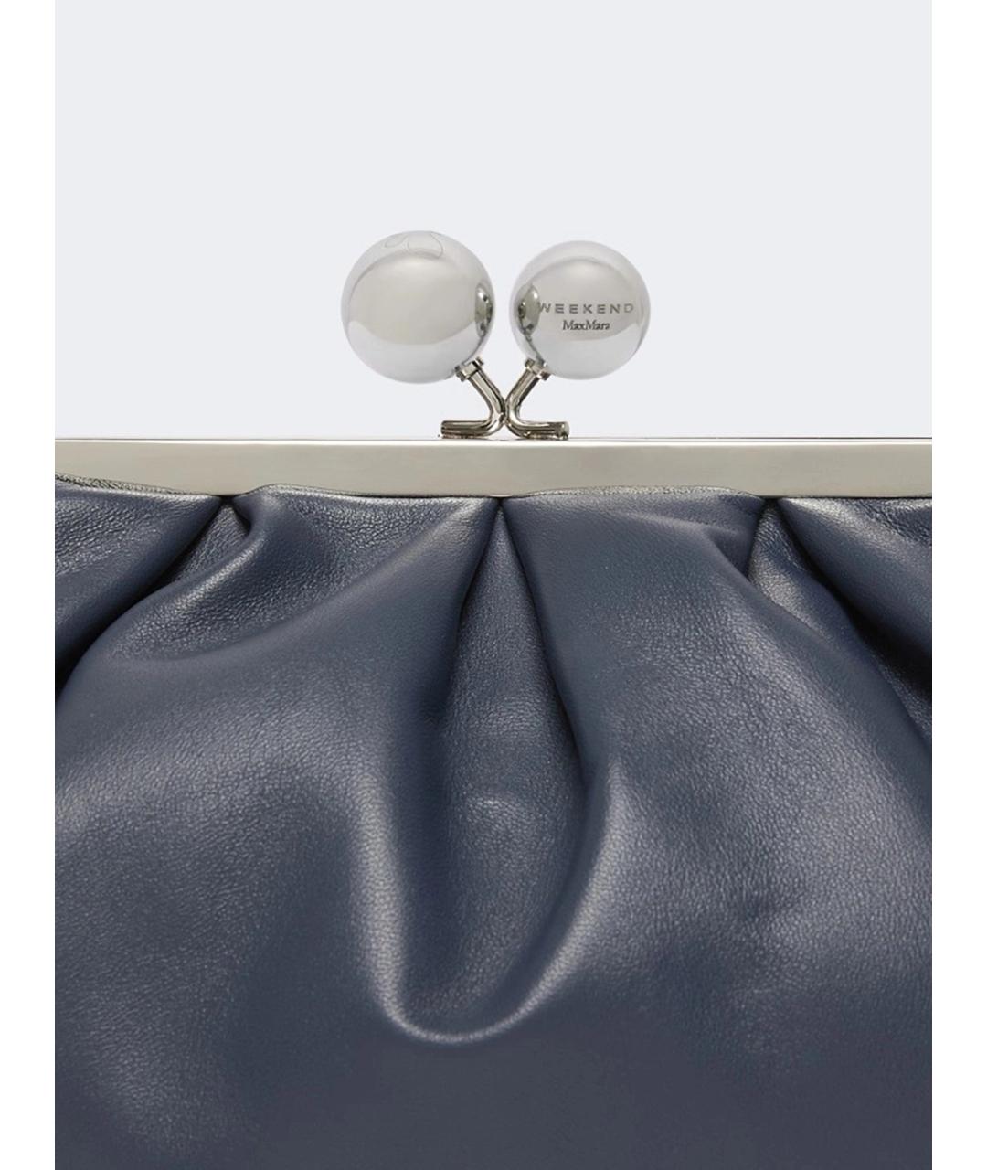 WEEKEND MAX MARA Синяя кожаная сумка через плечо, фото 3