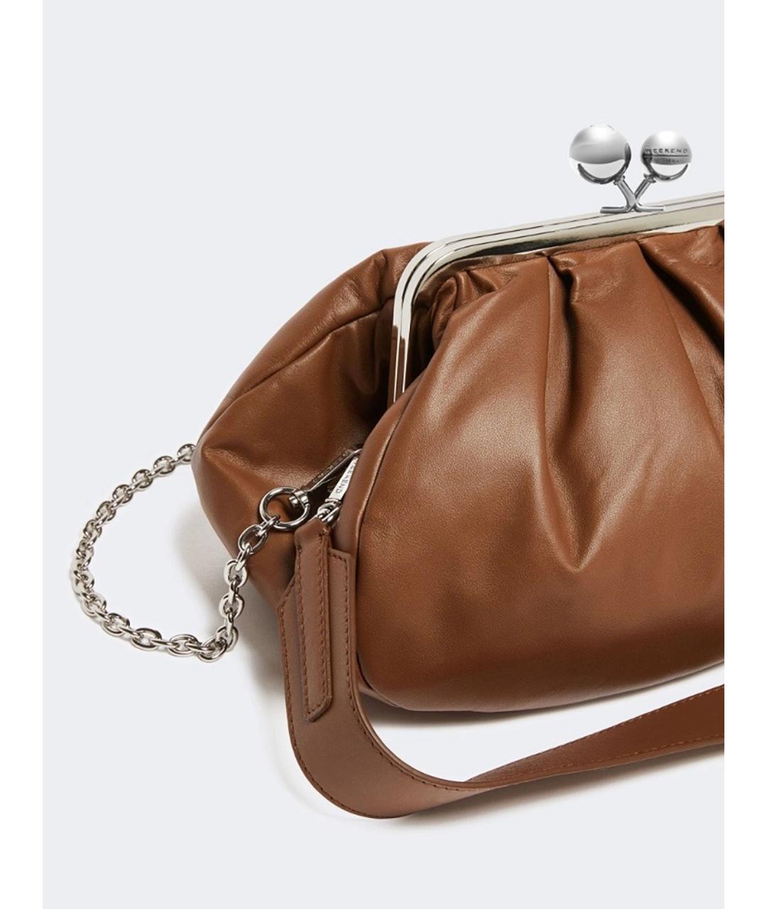 WEEKEND MAX MARA Коричневая кожаная сумка через плечо, фото 3