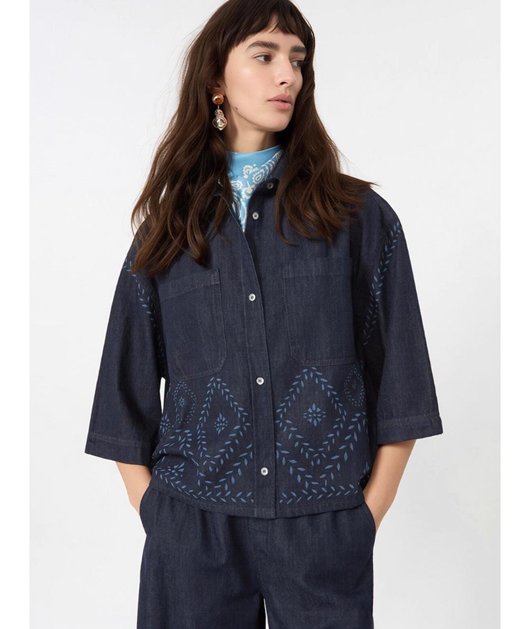 WEEKEND MAX MARA Синяя хлопковая рубашка, фото 5
