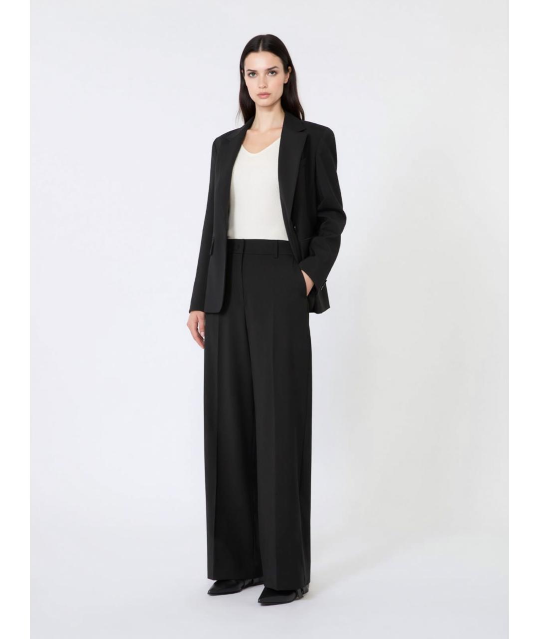 WEEKEND MAX MARA Черные шерстяные брюки широкие, фото 2