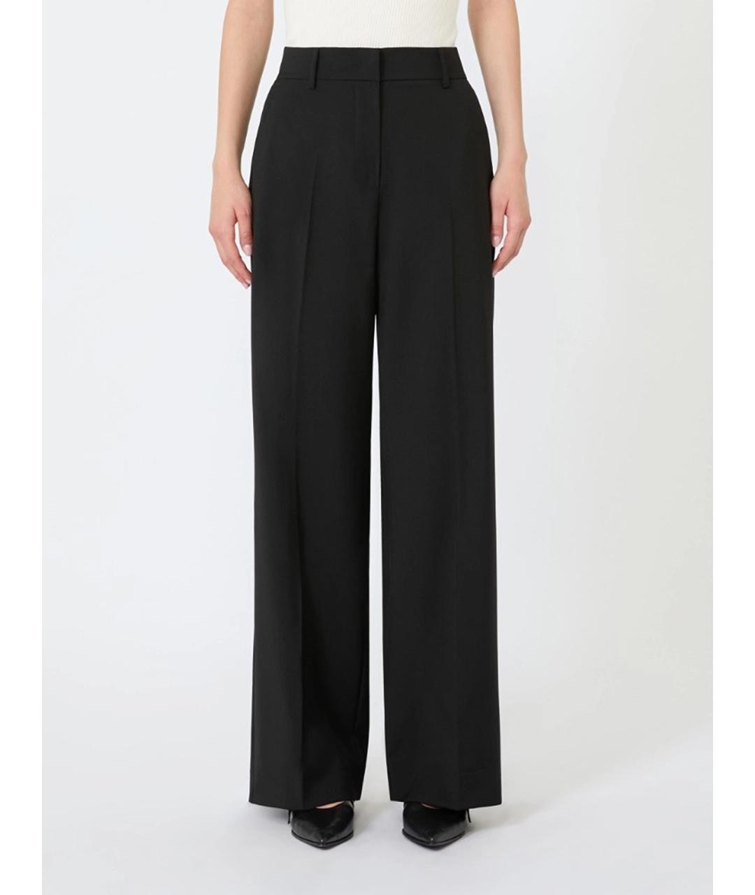 WEEKEND MAX MARA Черные шерстяные брюки широкие, фото 3