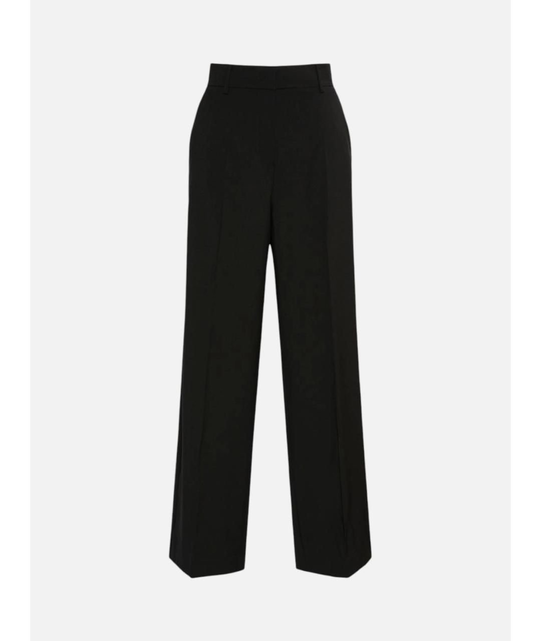 WEEKEND MAX MARA Черные шерстяные брюки широкие, фото 1