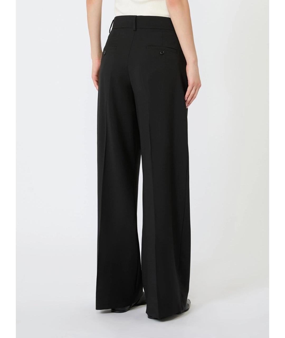 WEEKEND MAX MARA Черные шерстяные брюки широкие, фото 4