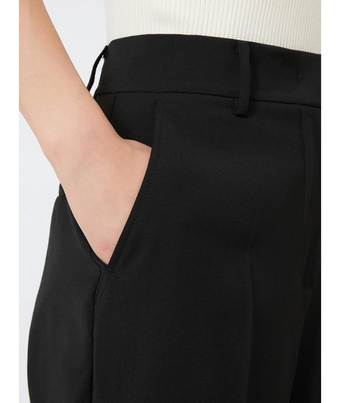 WEEKEND MAX MARA Черные шерстяные брюки широкие, фото 5