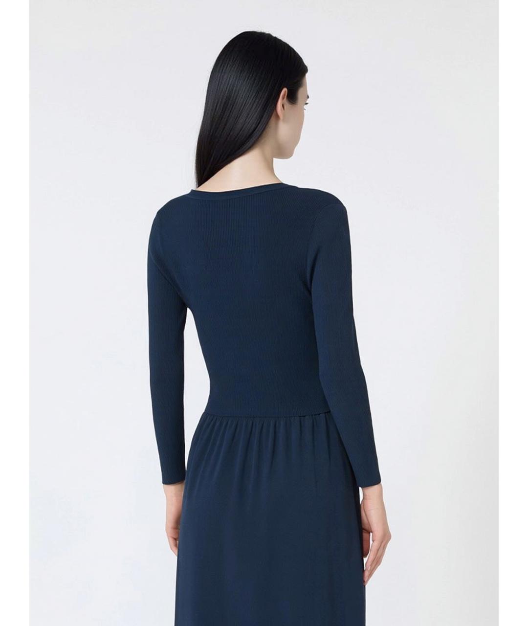 WEEKEND MAX MARA Темно-синий вискозный кардиган, фото 4