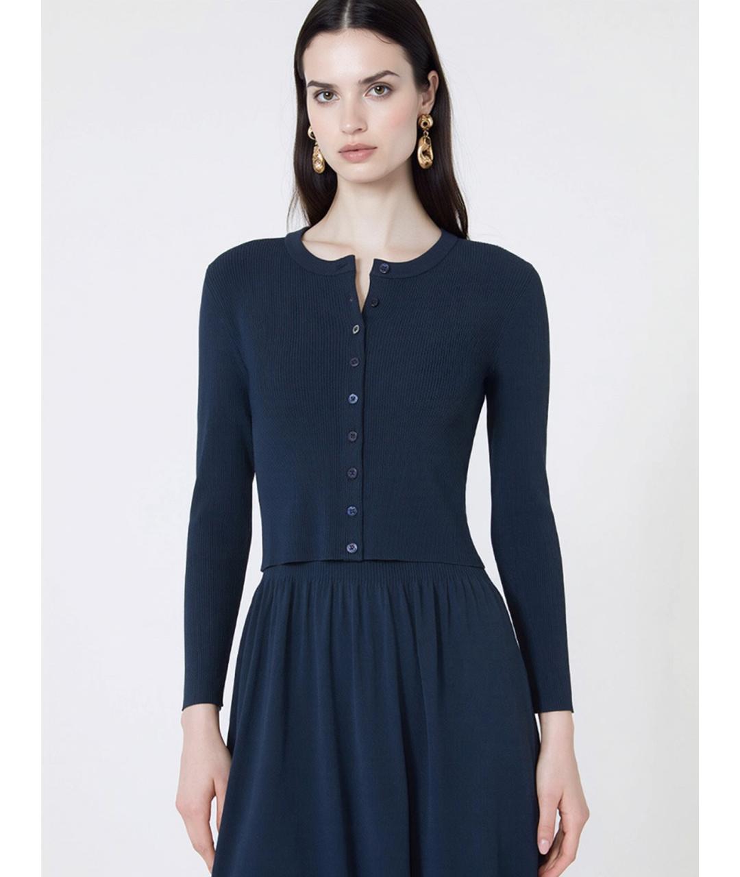 WEEKEND MAX MARA Темно-синий вискозный кардиган, фото 5