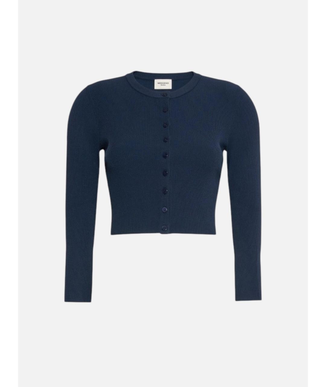 WEEKEND MAX MARA Темно-синий вискозный кардиган, фото 1