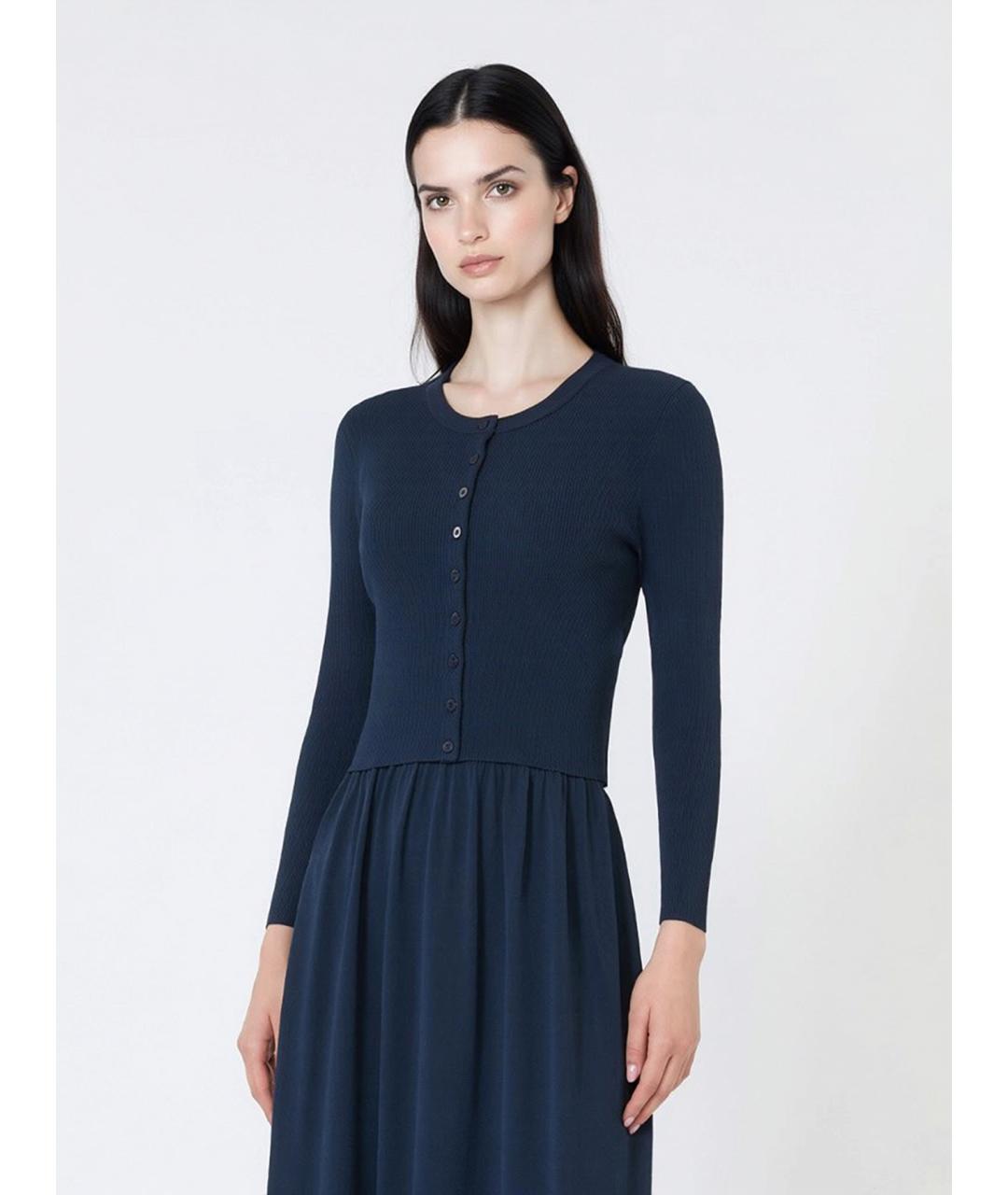 WEEKEND MAX MARA Темно-синий вискозный кардиган, фото 3