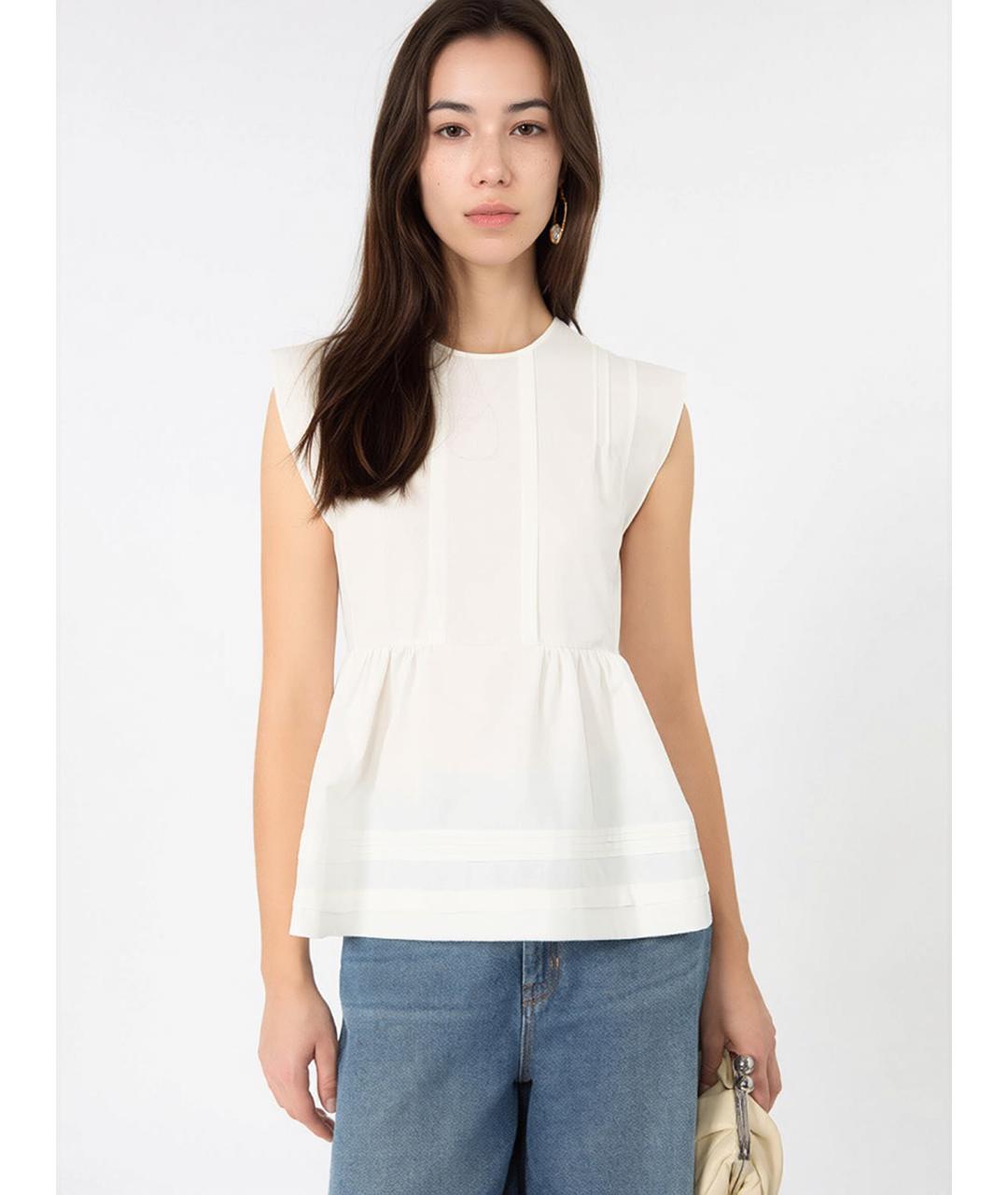 WEEKEND MAX MARA Белая хлопковая блузы, фото 4