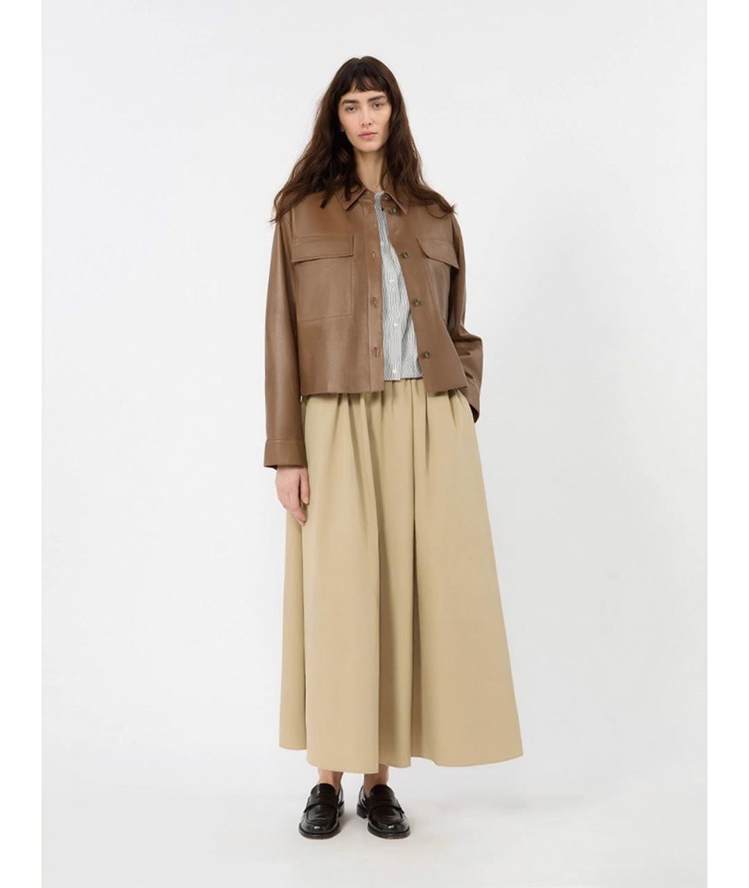 WEEKEND MAX MARA Бежевая хлопковая юбка миди, фото 2