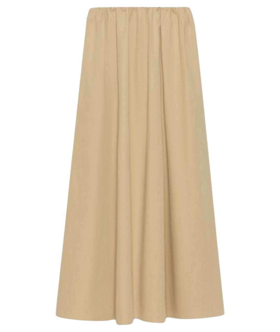 WEEKEND MAX MARA Бежевая хлопковая юбка миди, фото 1