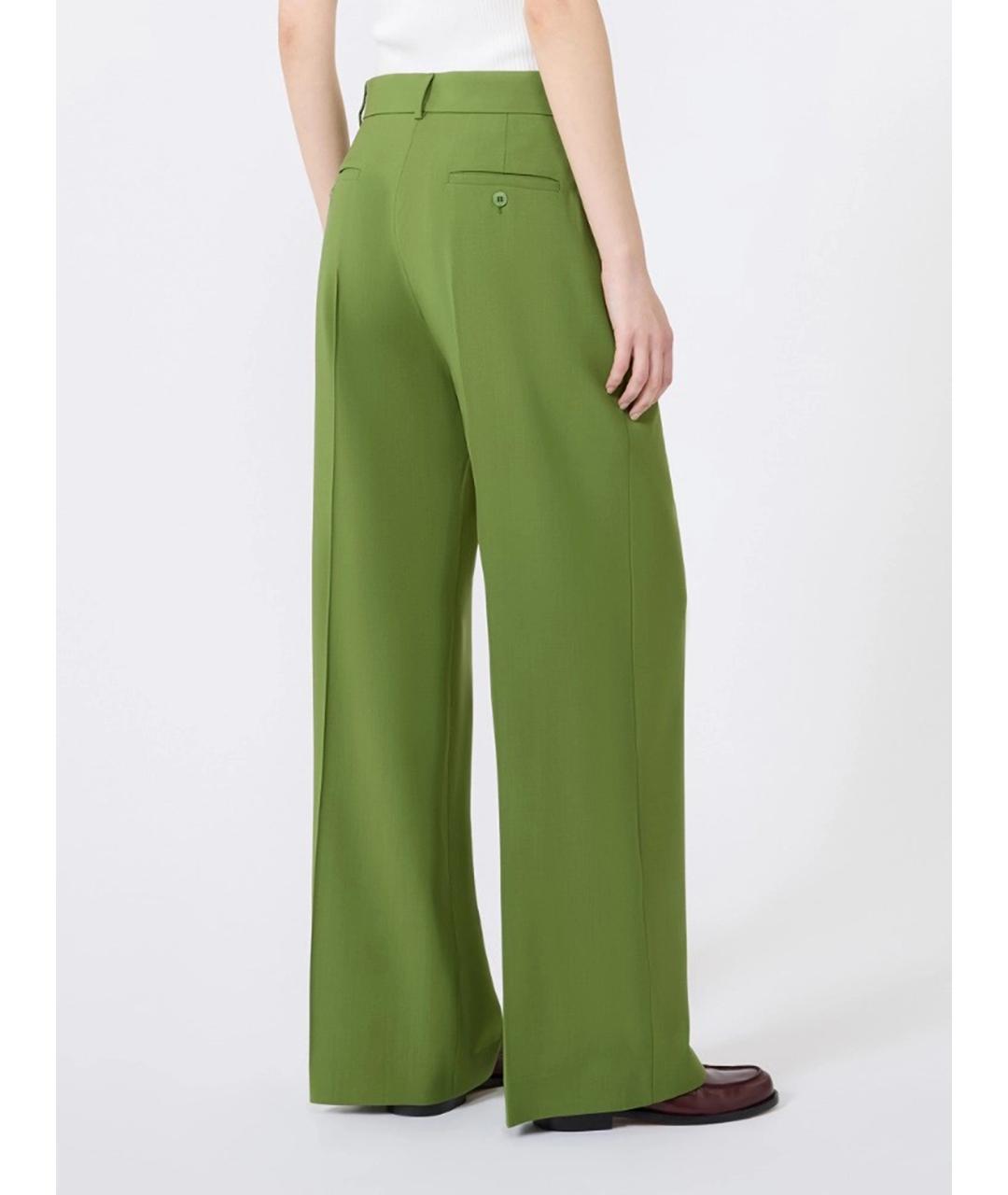 WEEKEND MAX MARA Зеленые шерстяные прямые брюки, фото 4