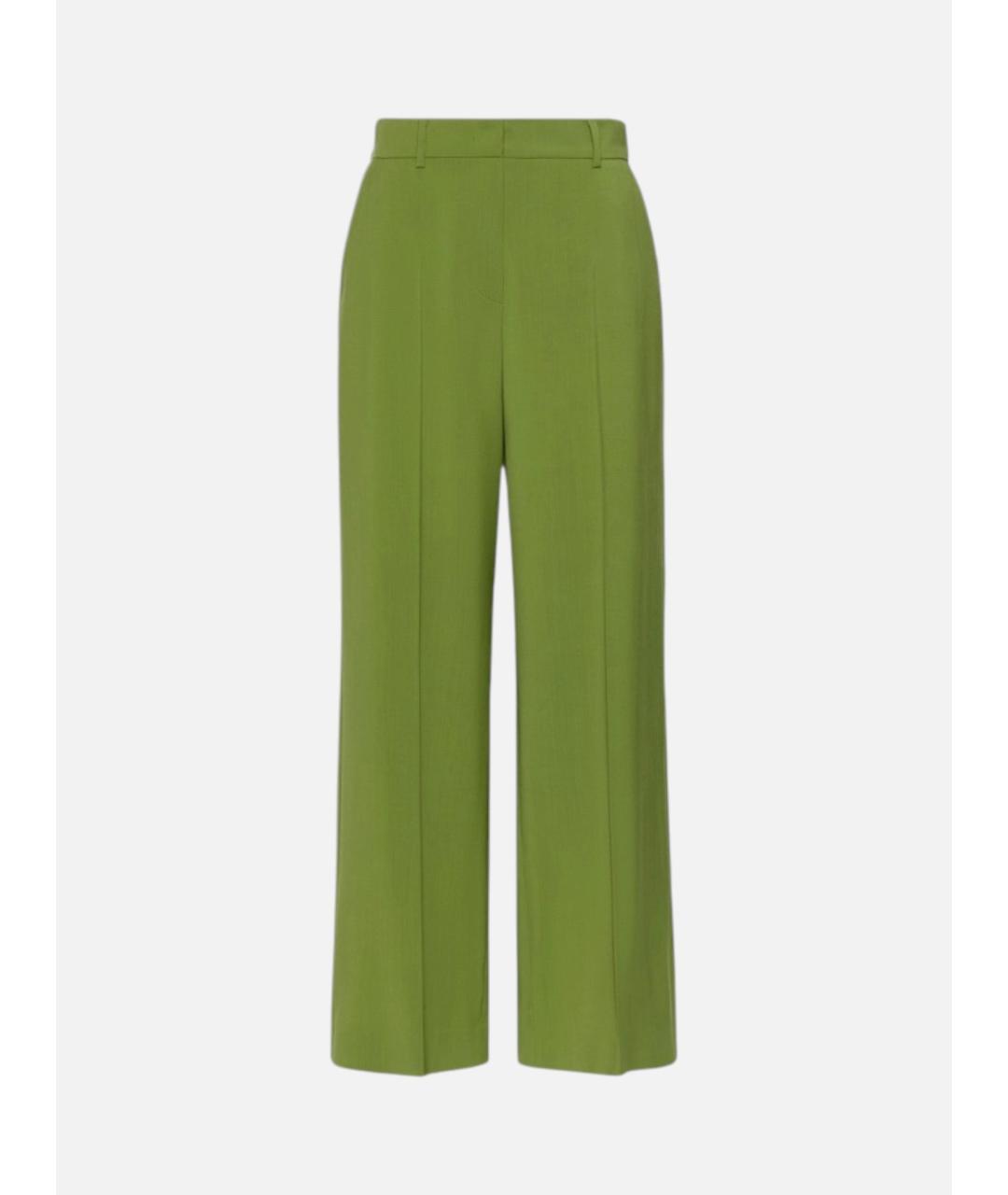 WEEKEND MAX MARA Зеленые шерстяные прямые брюки, фото 1