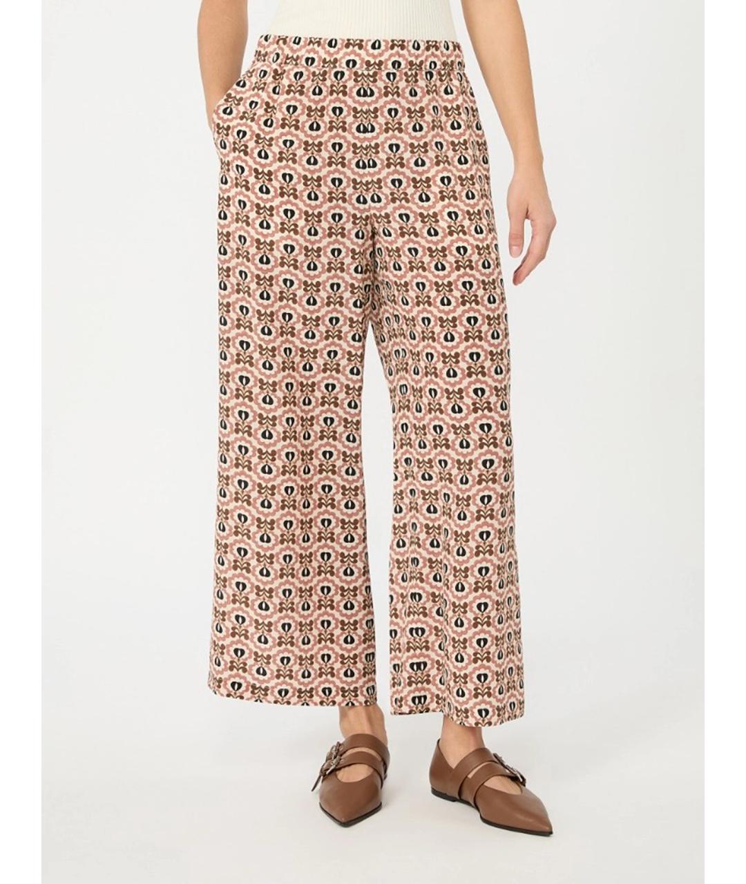 WEEKEND MAX MARA Розовые шелковые прямые брюки, фото 3