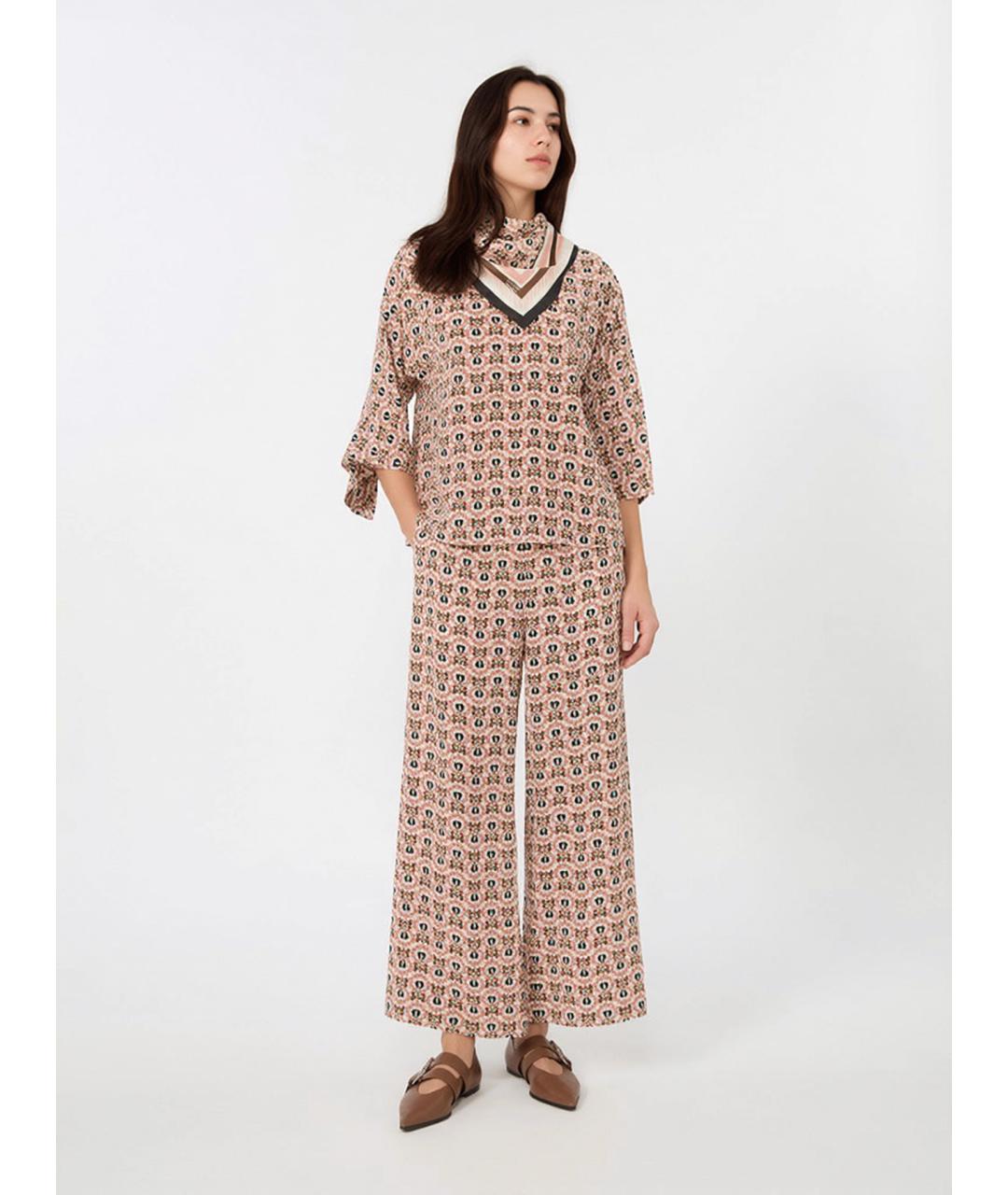 WEEKEND MAX MARA Розовые шелковые прямые брюки, фото 2