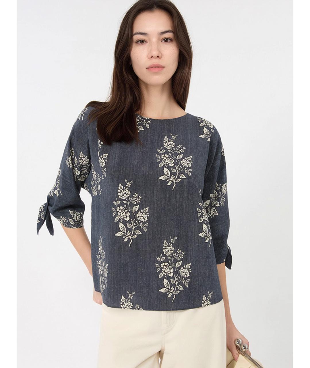 WEEKEND MAX MARA Синяя шелковая блузы, фото 5