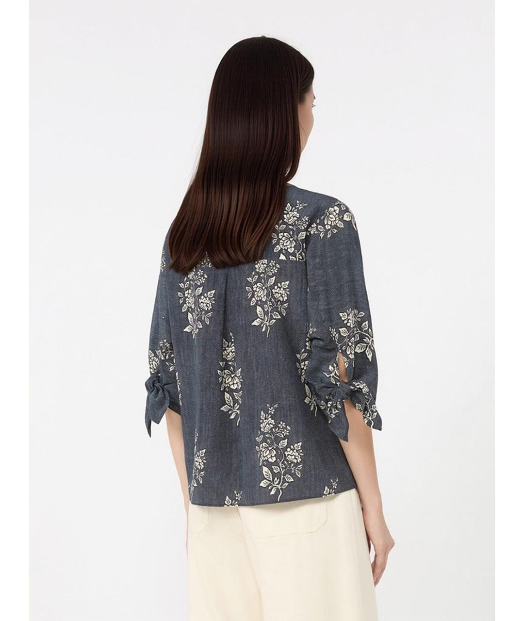 WEEKEND MAX MARA Синяя шелковая блузы, фото 4