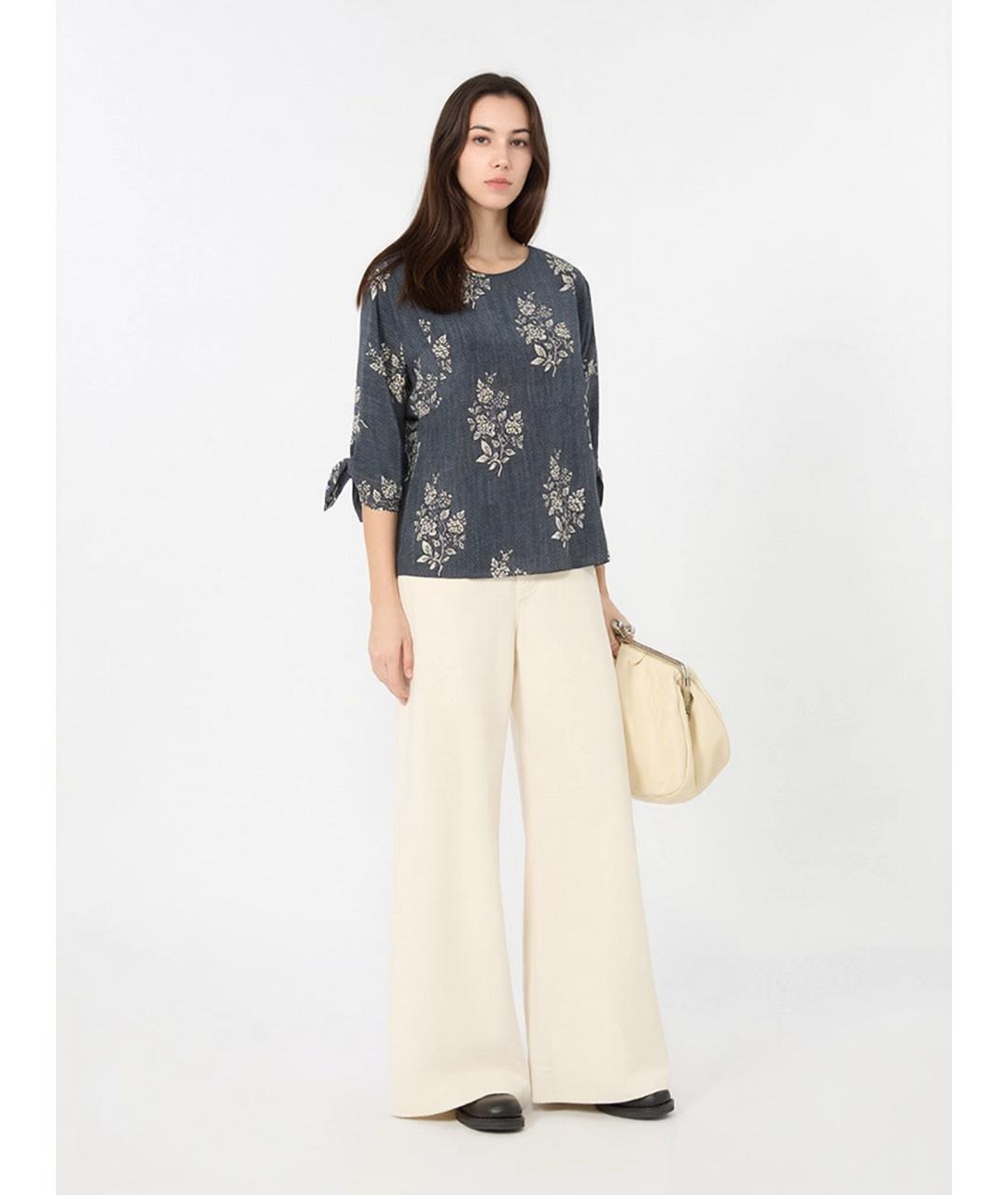 WEEKEND MAX MARA Синяя шелковая блузы, фото 2